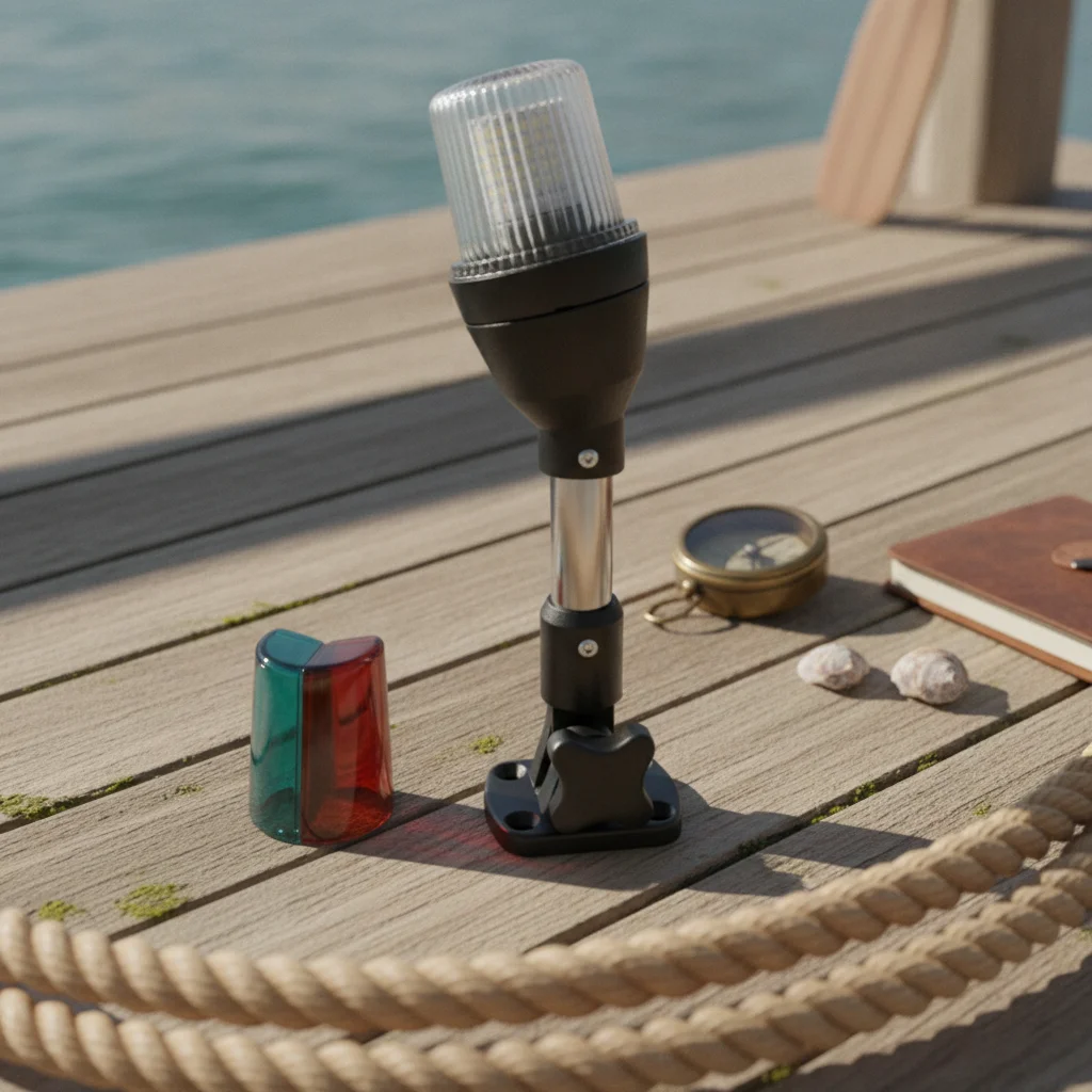 Luz de Barco com Base LED, Luz Marinha com Poste, Iluminação 360 Graus °   Para Capitães de Iates, Instalação no Convés