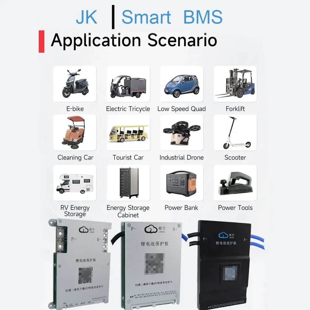 JIKONG-BMS 1A Balanço Ativo B1A8S10P 24V 100A LifePo4 Li-ion LTO Battery Management System, BT PODE RS485 NTC Smart JKBMS