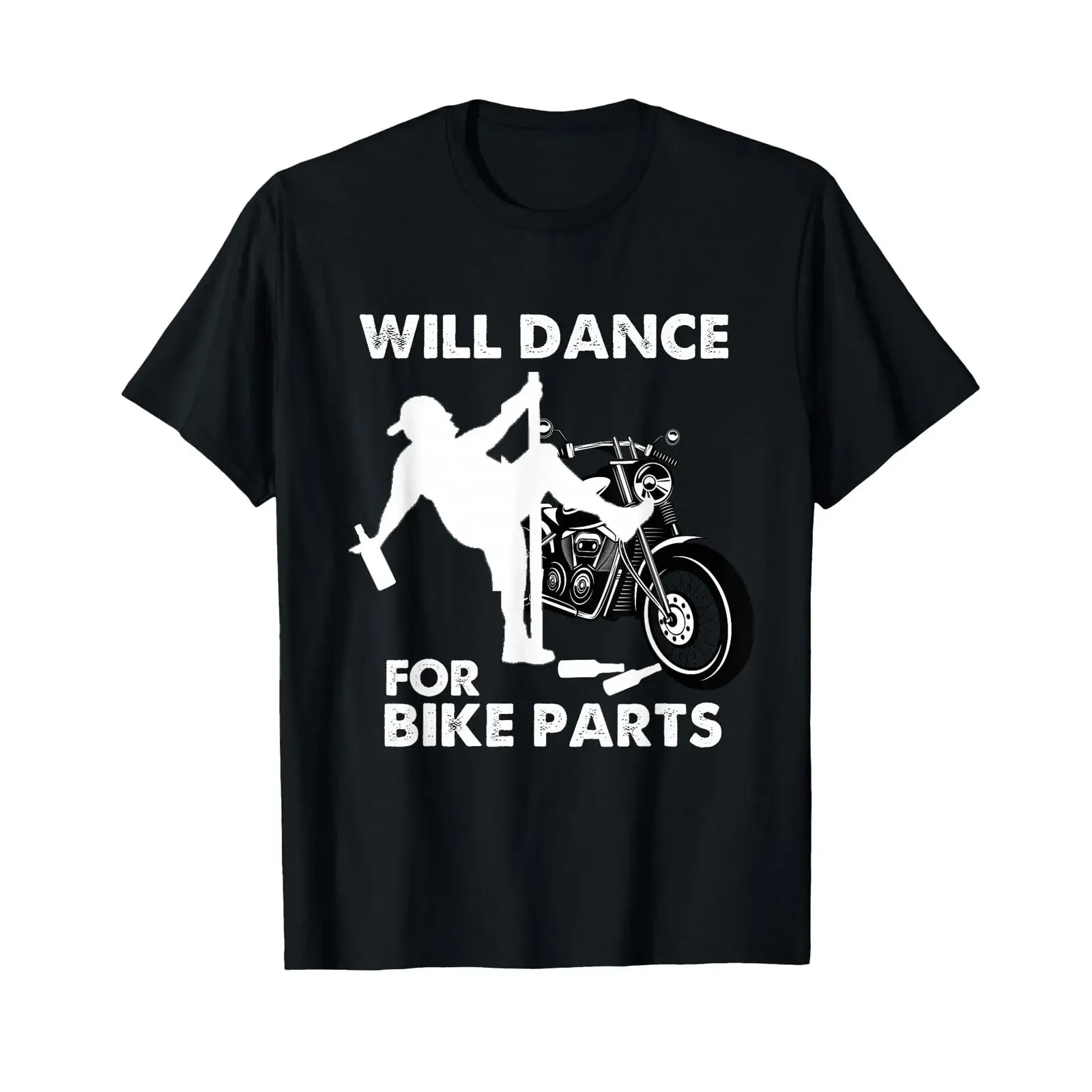Funny Motorcycle Biker Rally Quote Will Dance For Bike Parts T Shirt vintage Washed homme Top For Everyday Wear Soft graphic