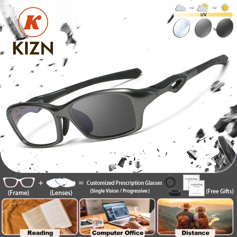 

Очки KIZN (L) в авиаторском стиле, спортивные, с квадратной оправой, фотохромные, с защитой от синего света, для коррекции близорукости, для мужчин и женщин, с диоптриями, для чтения