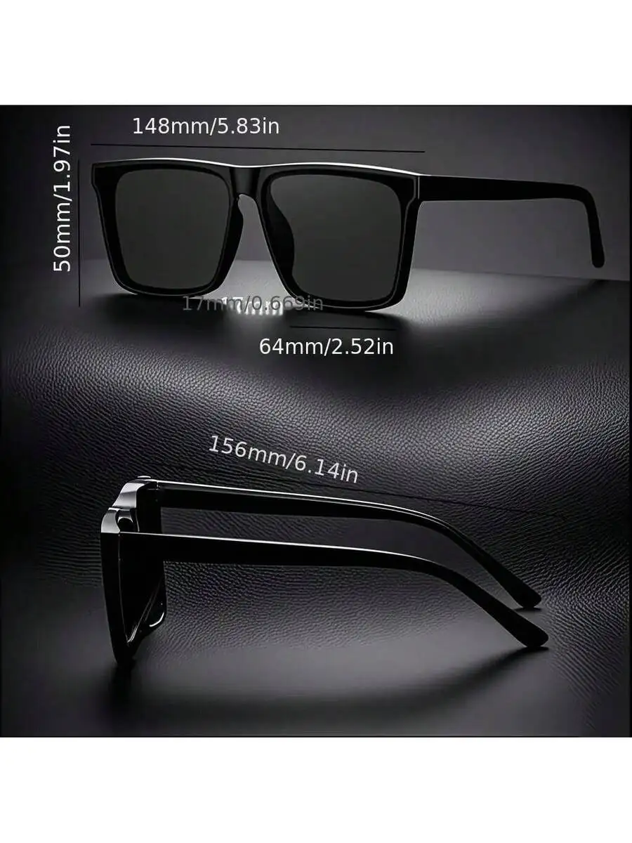 

Vintage Square Sunglasses PC Frame With Black Lenses For Men And Women