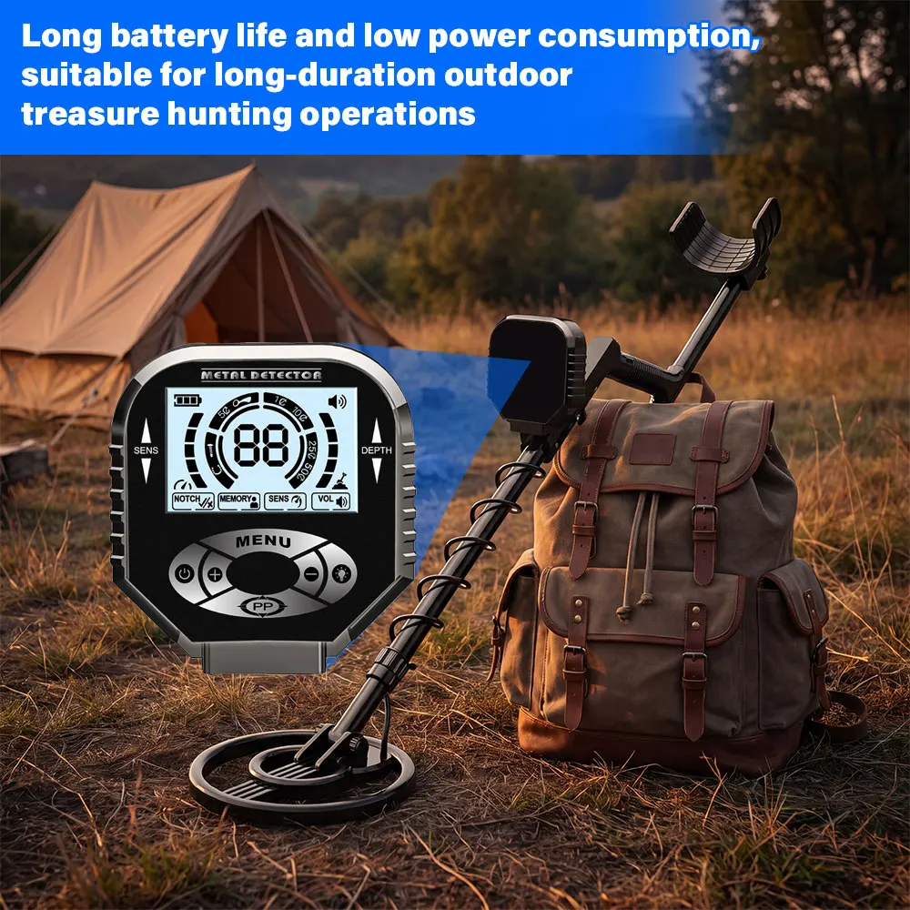 8 Inch Metal Detector MD4073 Underground Gold Seeker IP54 Waterproof Coil Rechargeable High Sensitivity Treasure Hunter Tool