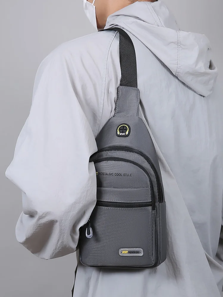 Lässige Herren-Umhängetasche mit mehreren Taschen zur Aufbewahrung, geeignet für leichte Umhängetaschen, multifunktionale Brusttaschen – Detail 4