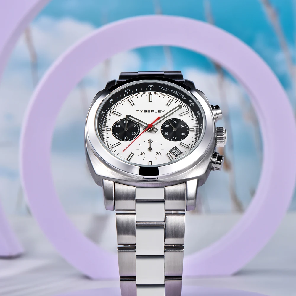 TYBERLEY Mens Watch 2024 New Chronograph Japan VD53 Movt luminous calendar Hard glass mirror Quartz Watch Relรณgios Masculinos