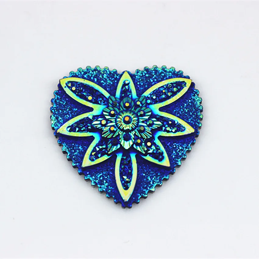 Cong Shao 30pcs 30mm AB Heart Resin Rhinestone Applique Flatback Stones And Crystals  For Crafts Garment DIY CS529