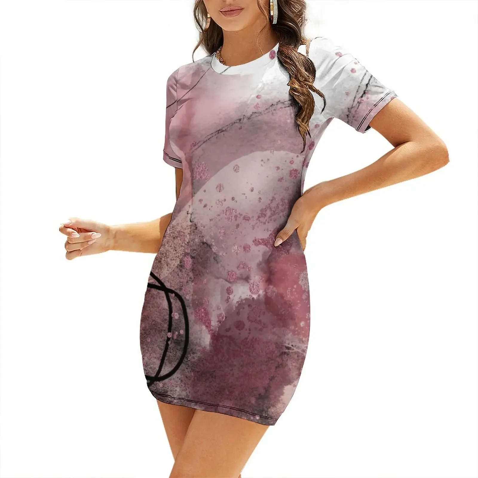 

Rose Tinted Vision Short-Sleeved Dress Elegant gown loose women's dress elegant women's dresses for wedding Dress