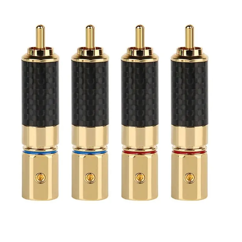 

Professional Tool 4 Set 10Mm Carbon Fiber Gold Plated Lotus Plug Speaker Terminal Audio Power Subwoofer Amplifier