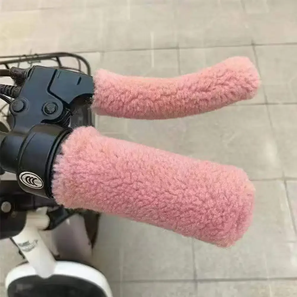 4Pcs Soft Plush Motorcycle Handlebar Cover Coldproof Warm Padded Models Winter Electric Vehicle Bike Handle Plush Grip