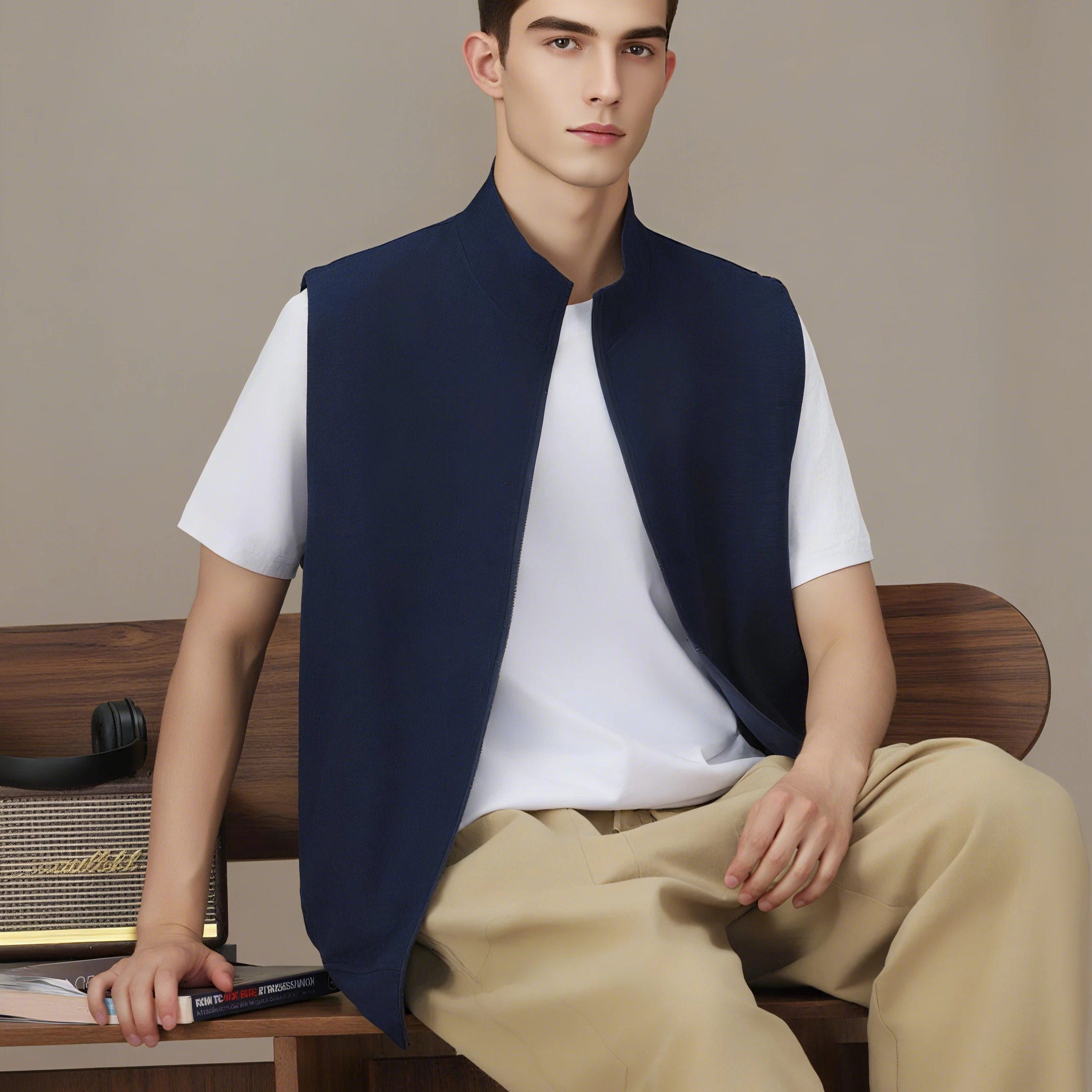 

Men's Vest Jacke Zipper Coat Sleeveless Jackets Women Streetwear 2025 Autumn Stand-up Collar Casual Waistcoat Brand Clothing Top