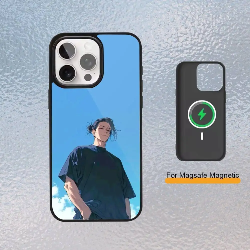 Suguru Jujutsu Kaisen J-JJK جراب هاتف آيفون Magsafe المغناطيسي 17,16,15,14,13,12,11 غطاء شحن لاسلكي