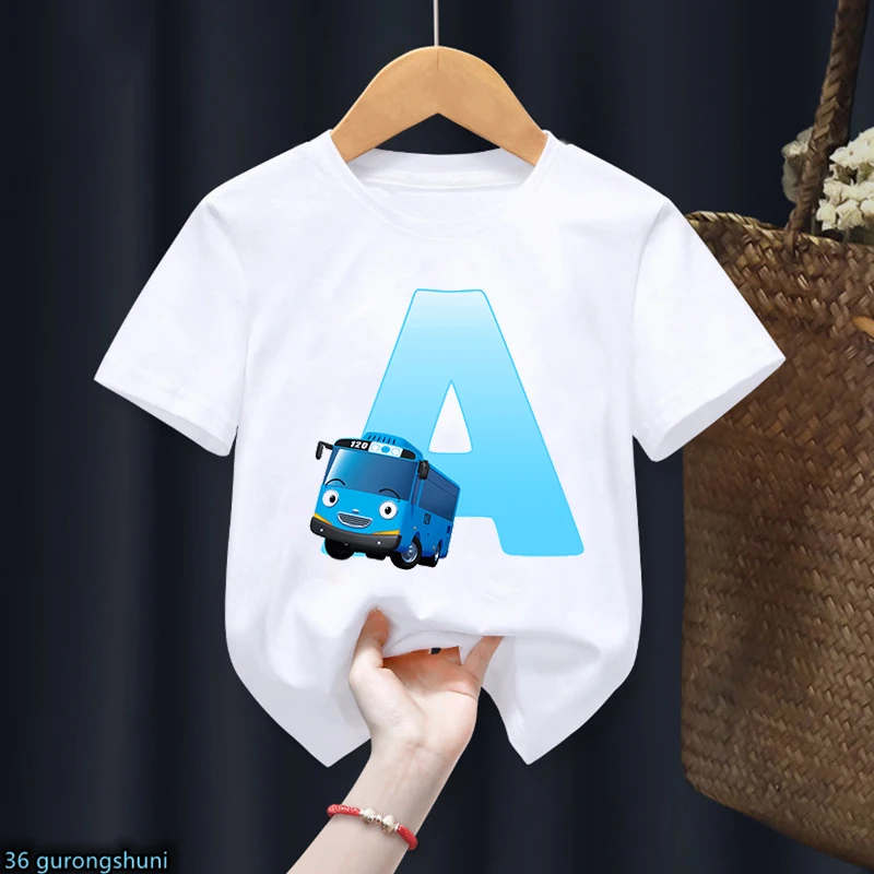 New Kids Clothes Tshirt Funny Cartoon Tayo And Little Friends Letter Print Name Boys Girls Universal Tshirt Tops wholesale