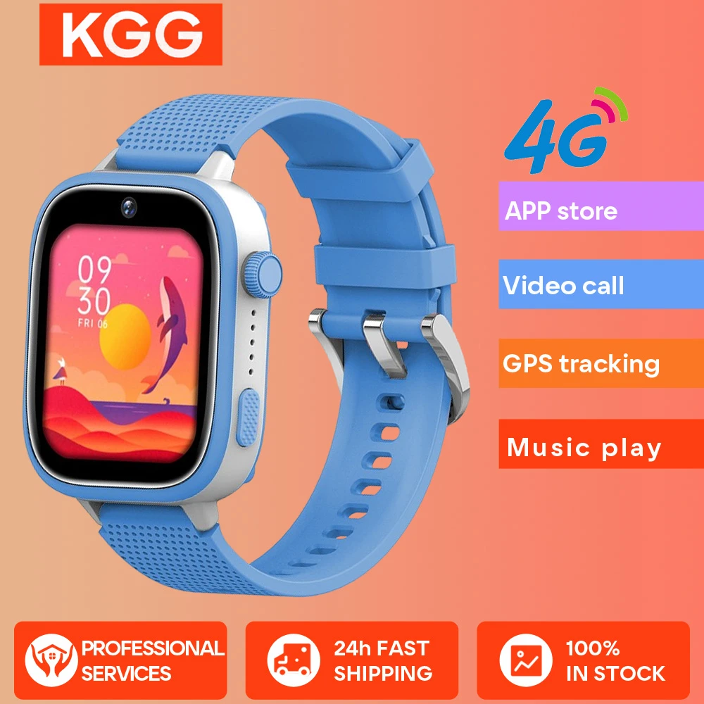 KGG Kids 4G Smart Phone Watch Face Unlock Music HD Video Call SOS 1.83inch Large Screen Camera Sports GPS WIFI Location Clock