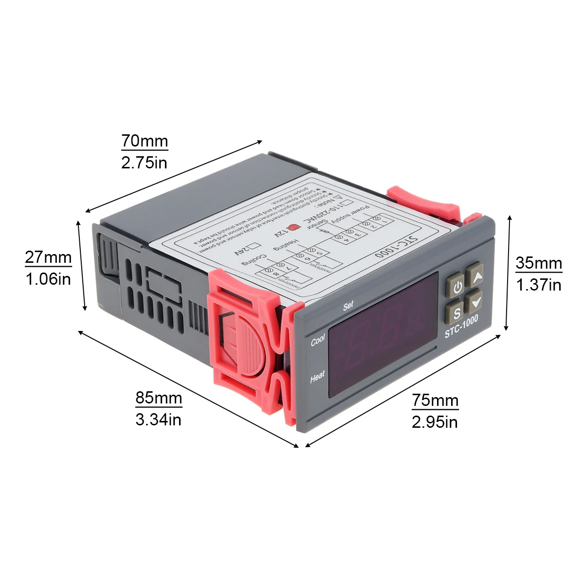 Mini DC12V LCD Digital Temperature Waterproof Controller Thermostat with Relay Warning Function for Domestic Freezer Water Tanks