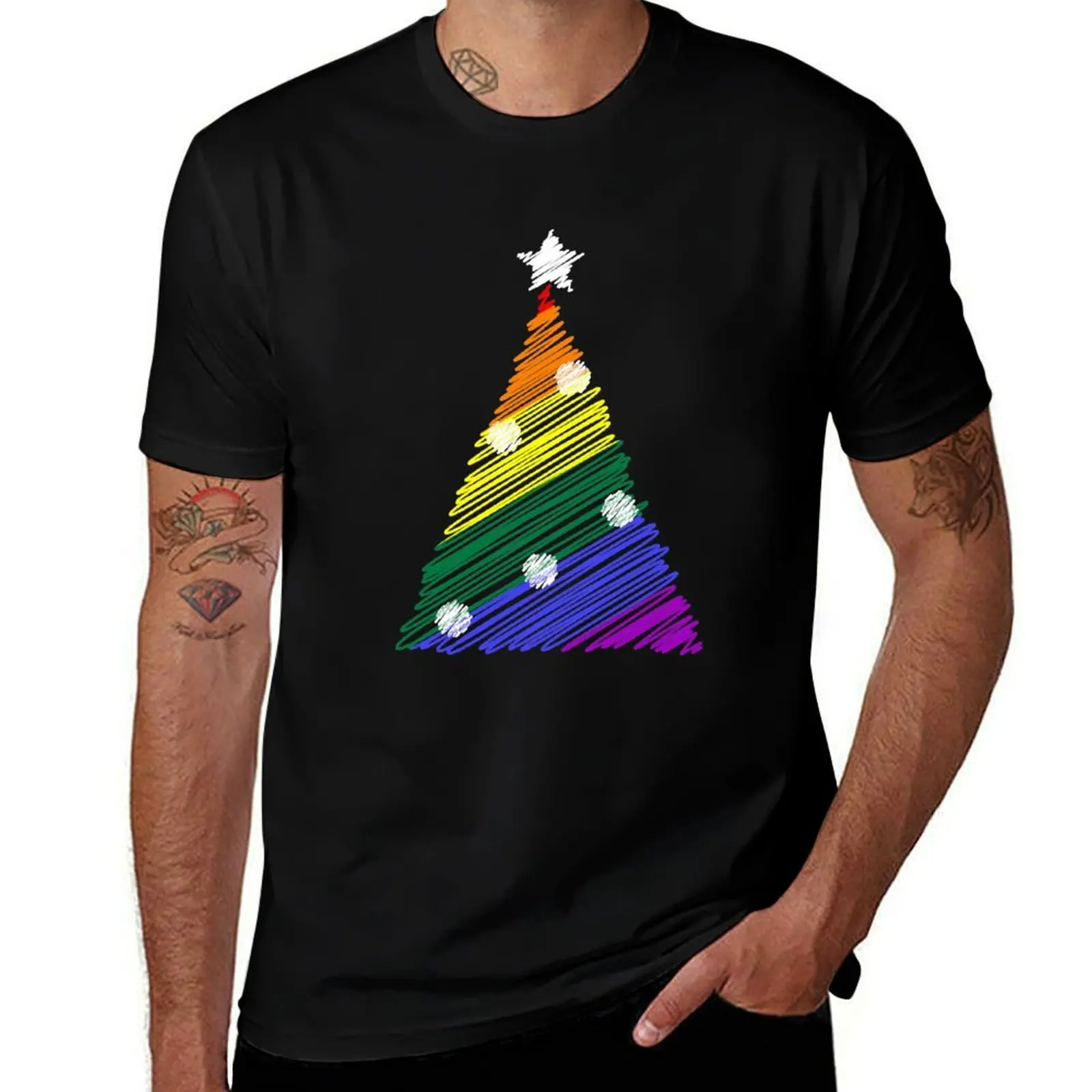 

Scribbled LGBT rainbow Christmas tree T-Shirt essential t shirt T-Shirt