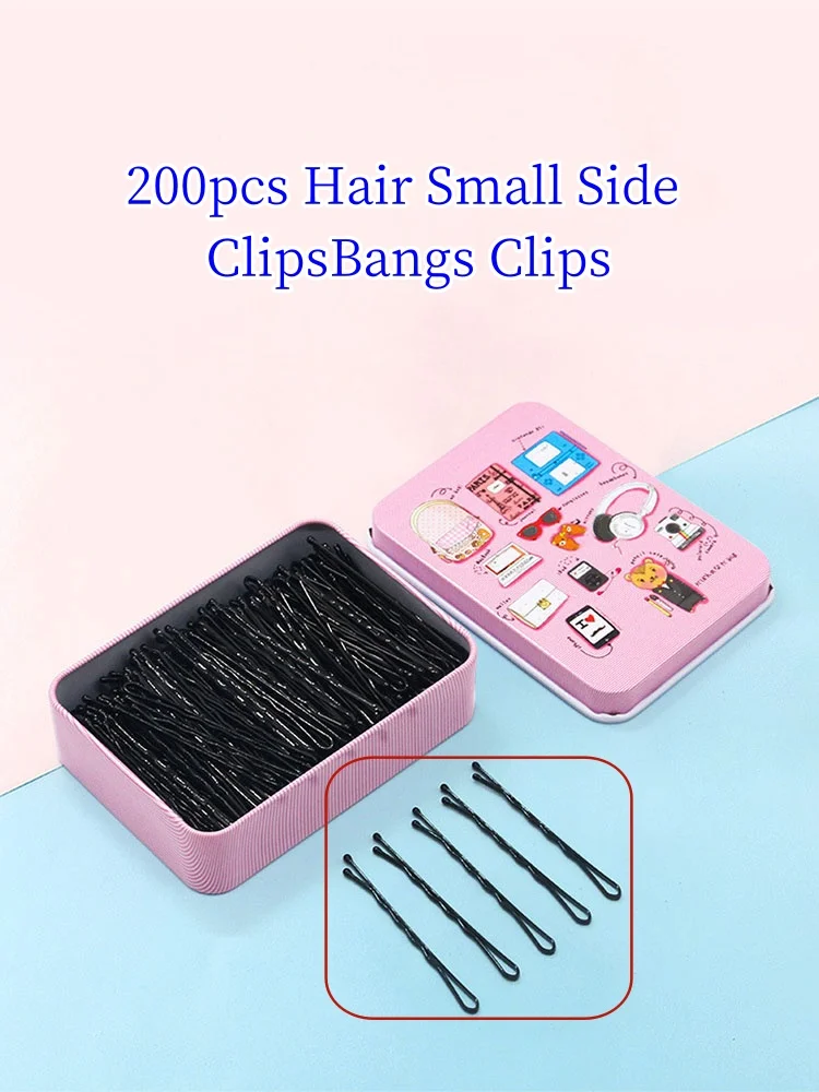 200pcs/box Hair Clip Lady Bobby Pins Invisible Wave Curly Bride Disposable Hairgrip Barrette Black Hairpins for Women Hair Clips