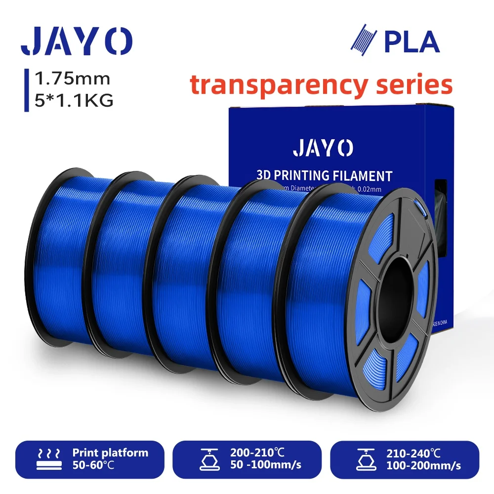 JAYO 3D PETG/PLA/PLA PLUS Printer Filament Transparantie Serie 1.75mm Geen Bubble niet-giftige 3D Printing Materialen voor 3D Printer