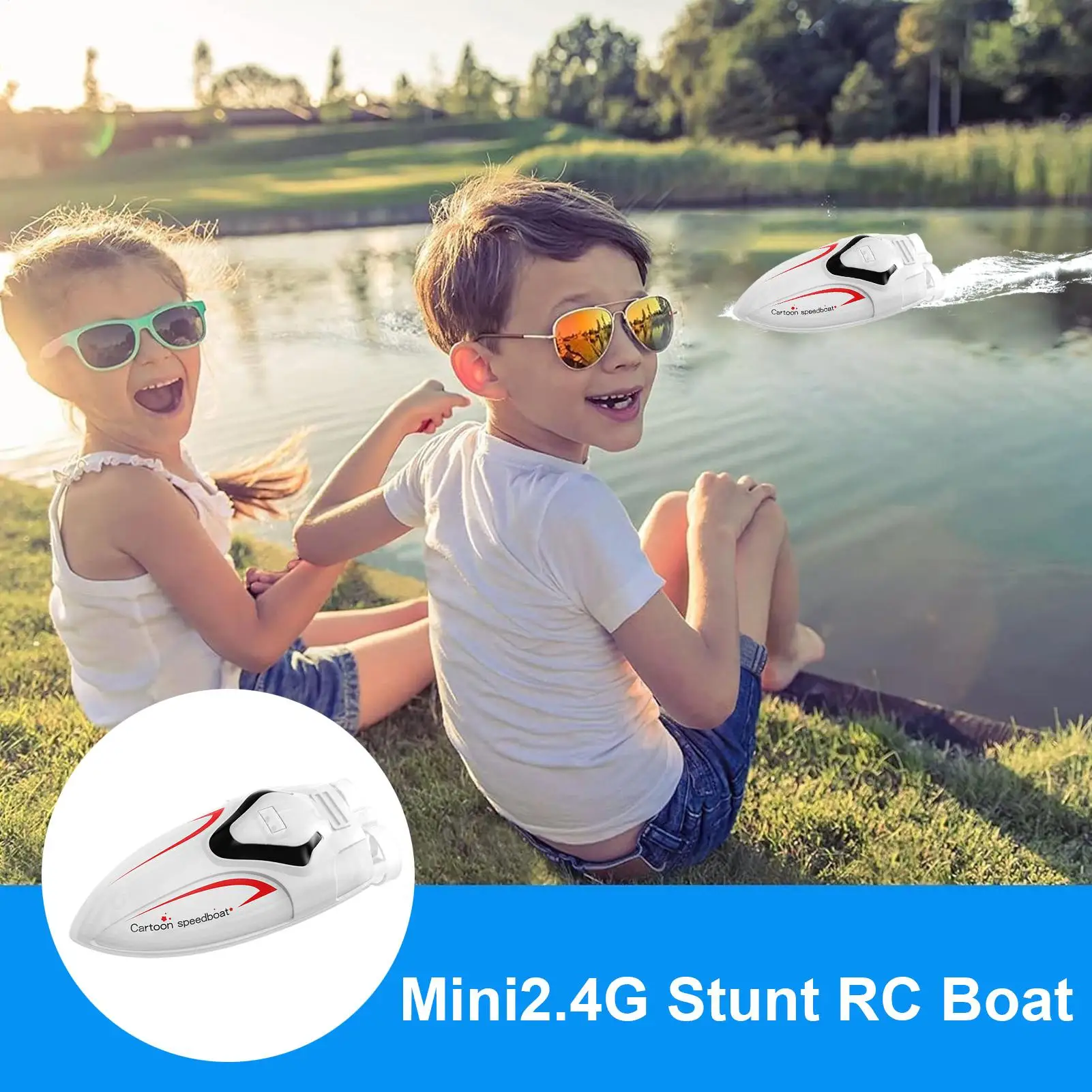 قارب التحكم عن بعد لعبة حيلة صغيرة قارب سريع 2.4 جيجا هرتز لعبة غواصة حيلة صغيرة مع ضوء لبحيرة بركة مغسلة حوض الاستحمام