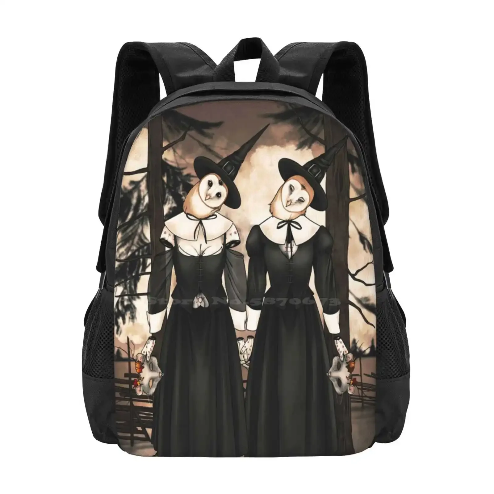 

No Turning Back Hot Sale Schoolbag Backpack Fashion Bags Witch Barn Owl Woods Spooky Halloween Pilgrims Occult
