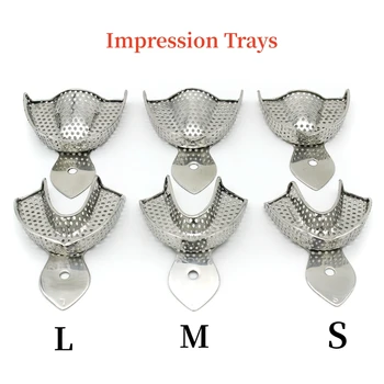 Bandeja de impressão dentária 6 tamanhos, bandeja de dentes de aço inoxidável autoclavável, bandeja para instrumentos de dentadura, ferramentas de laboratório para dentista