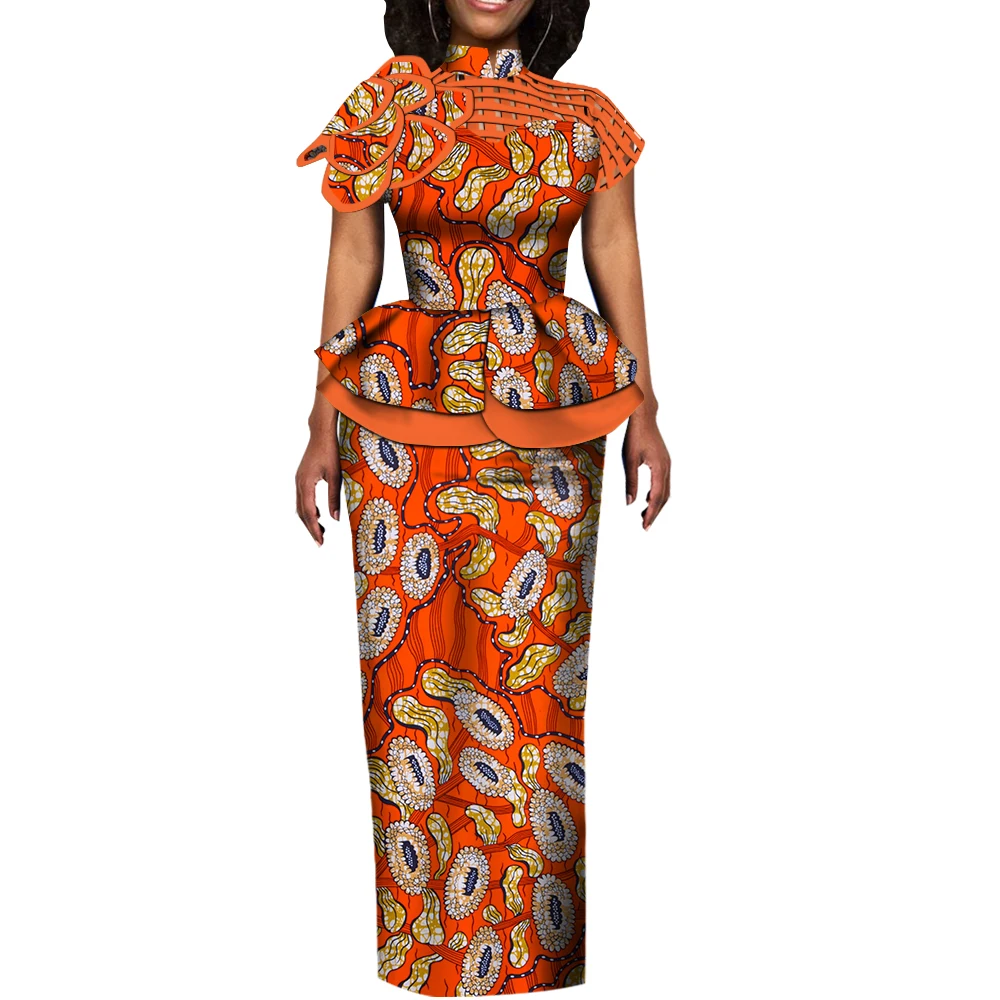 

2 Pcs Sets Tops and Skirt Sets for Women Holllow Net Tops Skirt Suits Dashiki Bazin Riche Party African Women Clothing YF132