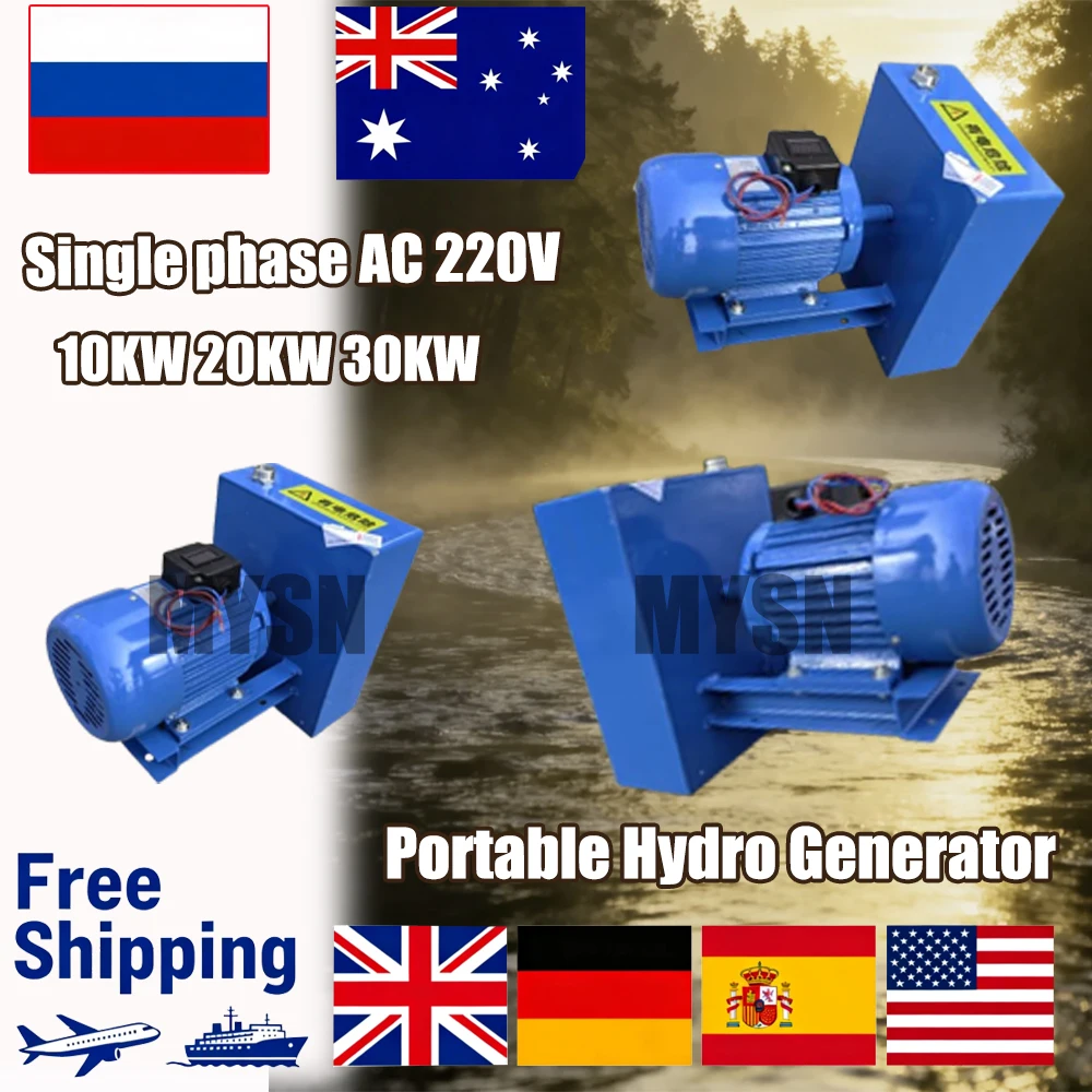 

Single Phase AC Hydroelectric Water Turbine Generator 20KW 30KW 220V 230V 240V Alternator Home Use Outdoor Farm DIY