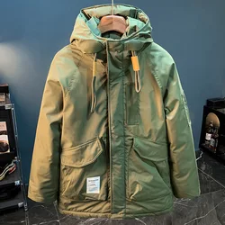 Chaqueta de plumón resistente al frío para montañismo al aire libre para hombre, ropa de abrigo informal para deportes de invierno, ropa de trabajo cálida con capucha, chaqueta de concha 2024