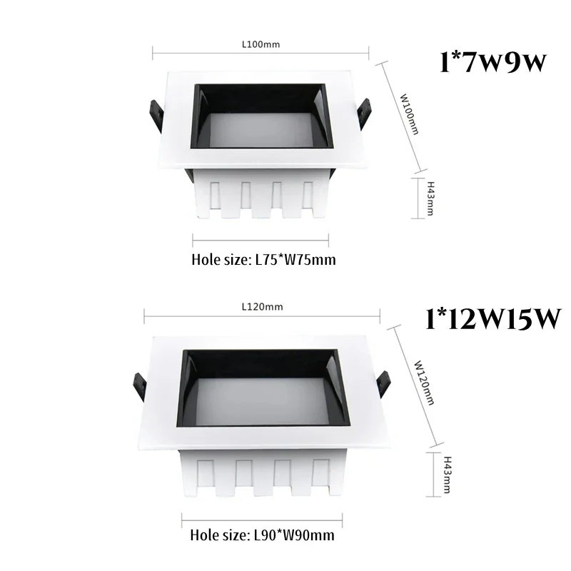 Square downlight embedded LED single head double head ultra-thin grille light Ceiling spot light 7W9W living room aisle lightSMD