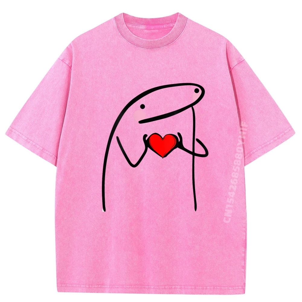 

Cute Cartoon With Lover Red Heart Free Shippping Items Lowest Prices Oversized T Shirt Mens Funny Washed Shirt