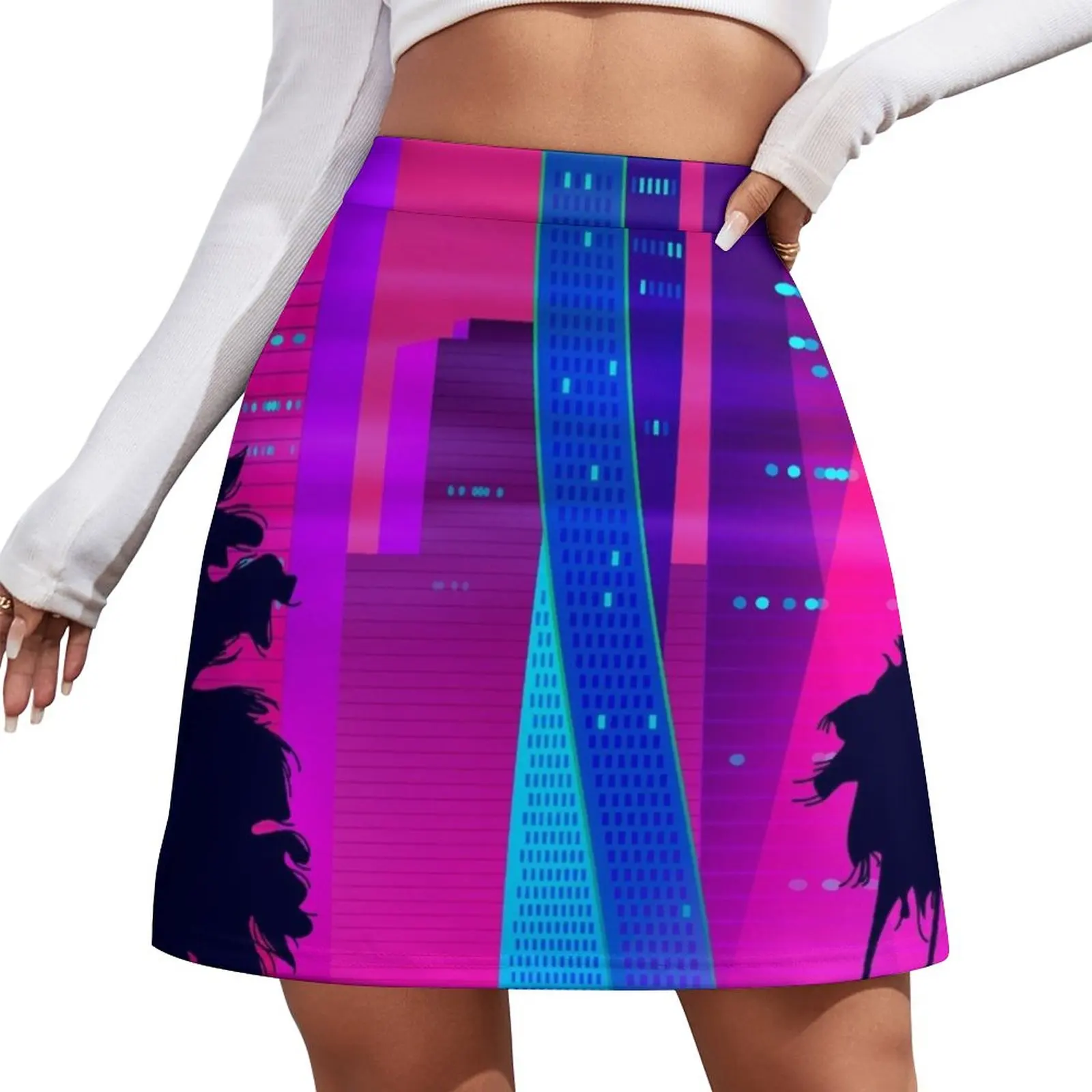 Synthwave Neon City: Miami Vice Mini Skirt korean luxury clothing skirt women japanese style