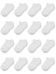 16 Pairs Ankle Socks - Toddler Low Cut Socks -  for 1-14Years Boys Girls School Socks