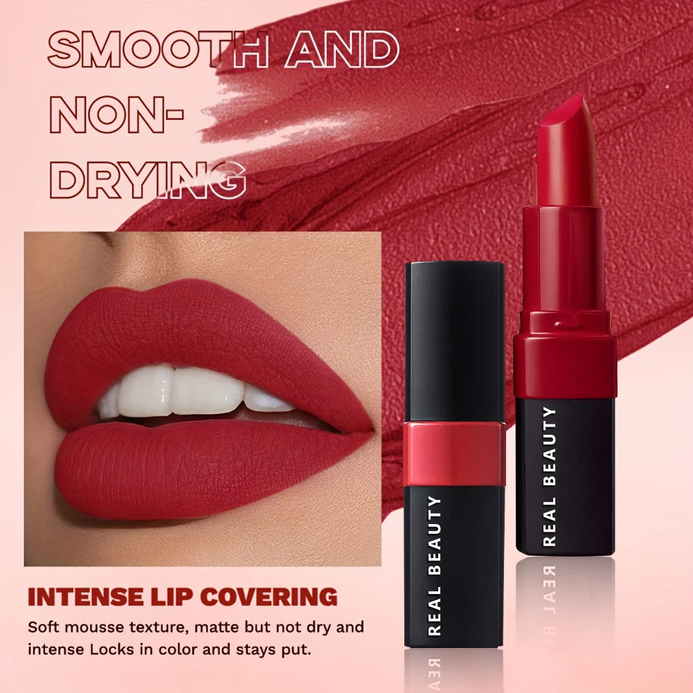 Matte Lipstick, Long Lasting Waterproof Highly Pigmented Lip Color, Creamy Formula For Soft, Nude Velvet Hydrating Lip Gloss image 3