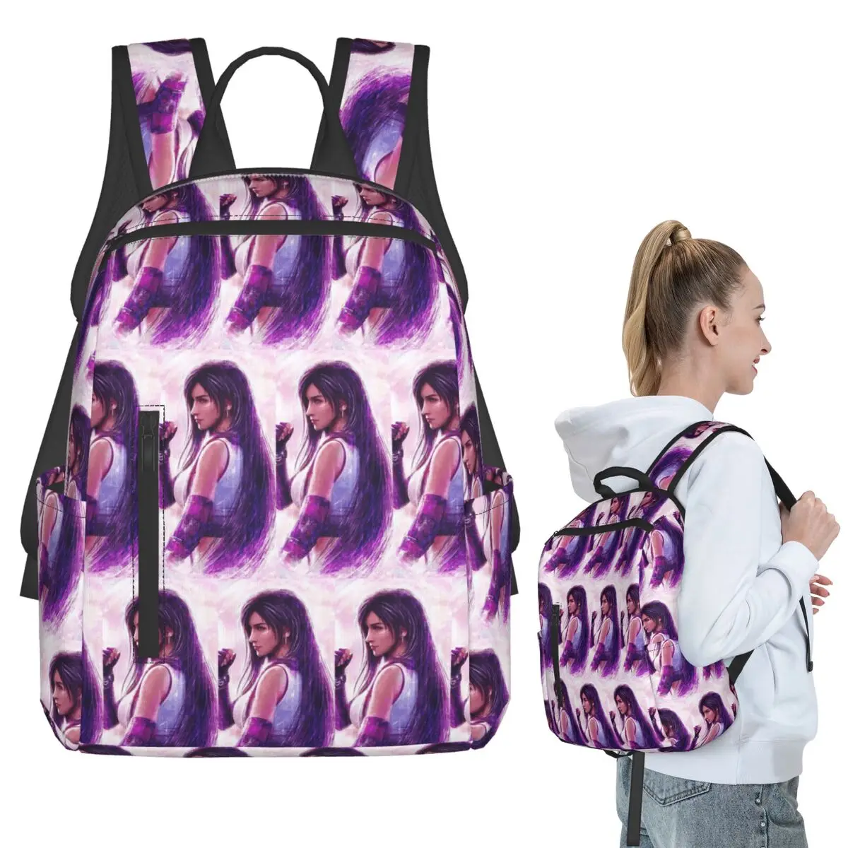 

Tifa Lockhart-Final Fantasy 7 Ff7Remake Ffvii Final Backpack Student BookBag School Bag Computer Shoulder Bags Boys Girls
