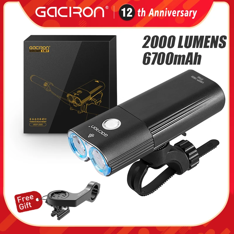 

GACIRON V9DP-2000 Headlight 2000 lumens Bicycle Front light Waterproof USB Rechargeable 6700mAh Bike light Accessories