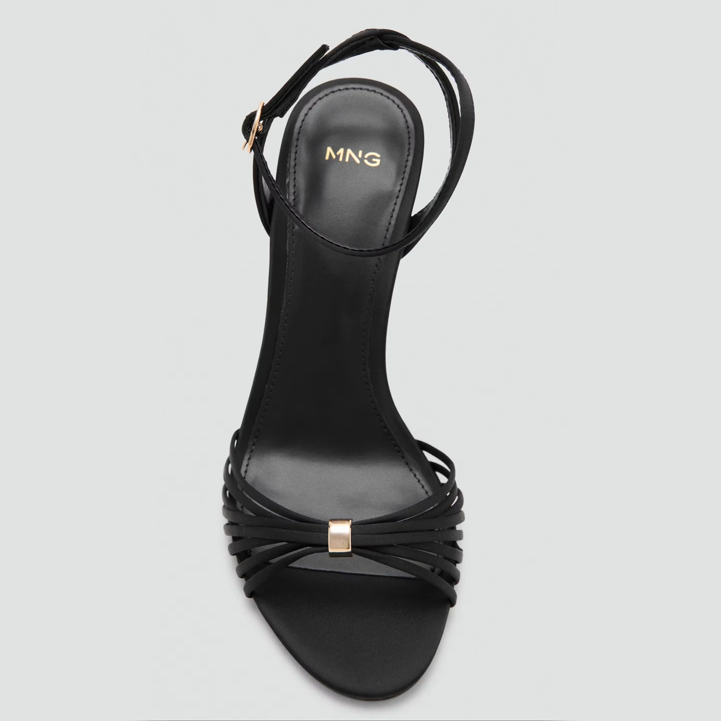 Sandalias de Tacón Fino Doradas Mango Sexy para Mujer, con Hebilla, Correa Fina, Decoración Metálica, Tacones Altos Cómodos y...