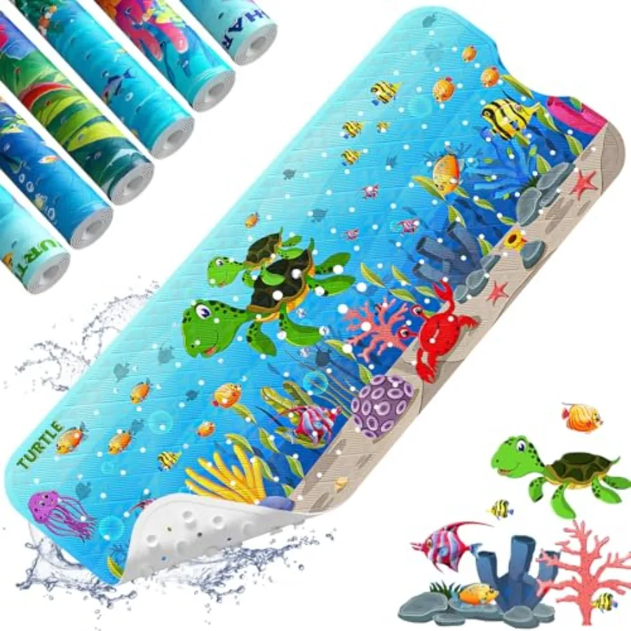 

Baby Bath Mat for Tub Non Slip Bath Mat - 40''x16'' Extra Long Cartoon Bathtub Mat Non Slip Shower Mat Eco-Friendly Toddler Bat