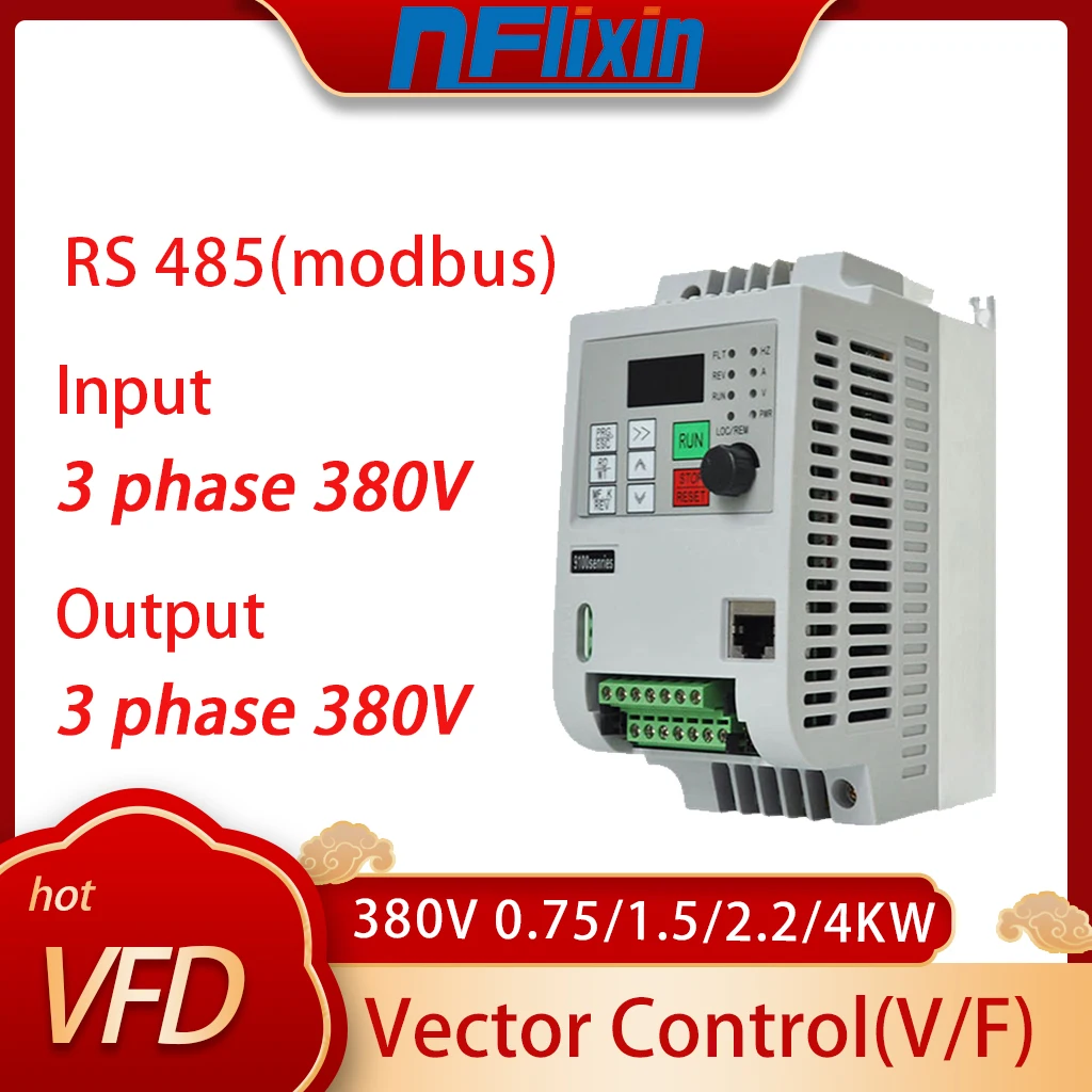 

380V 0.75/1.5/2.2/4KW for Variable Frequency Drive 3 Phase Speed Controller Inverter Motor VFD Inverter