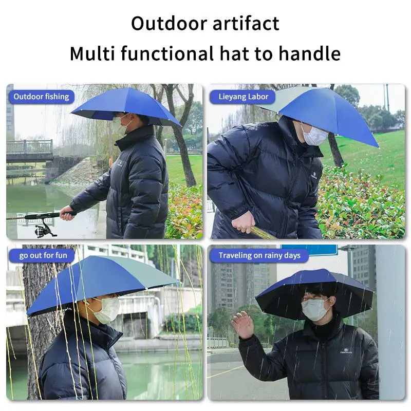 Tragbarer, freihändiger Regenschirmhut mit UV-Schutz und regendichtem Design, perfekt zum Wandern, Angeln, Gärtnern und Camping. – Detail 3