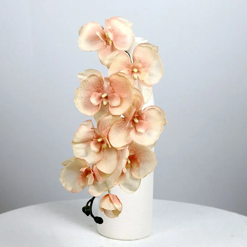 Bendable Washable Autumn Tone Artificial Phalaenopsis, Faux Flowers for Home, Hotel & Wedding Decoration Fake Plants