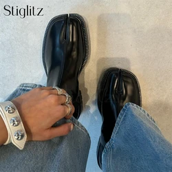 Split Toe Stretch Ankle Boots Slip on Tabi Booties Burgundy Black Fashion Boots for Men Custom Colors Handmade Designer Footwear