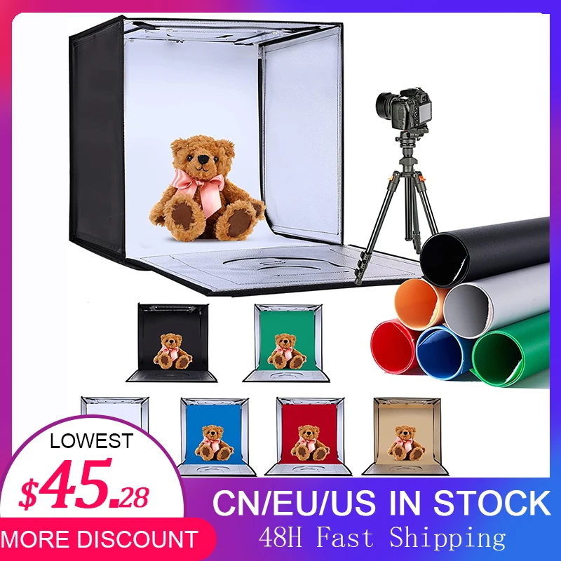 

30cm/40cm Studio Light Box Portable Foldable Multiple Angles Adjustable Brightness Led Light Shooting Background Easy To Install