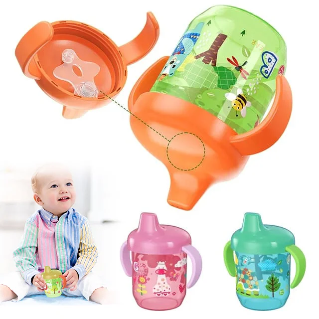 

Cute Duckbill Cup Baby Learning Drinking Cup with Double Handle Flip Lid BPA Free Leakproof Infants Water Cups Bottle with Lid