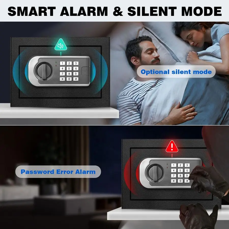 Home Small Safe Fireproof Waterproof for Document 1.2 Cuft Safety Safe Box with Emergency Battery Box, Digital Keypad amp Key, R