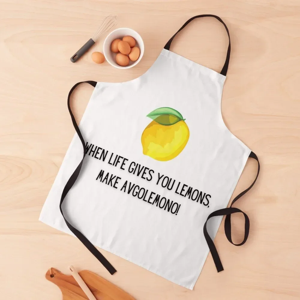 Greek Funny Avgolemono Lemon Apron Utensils For Kitchen Barber Apron