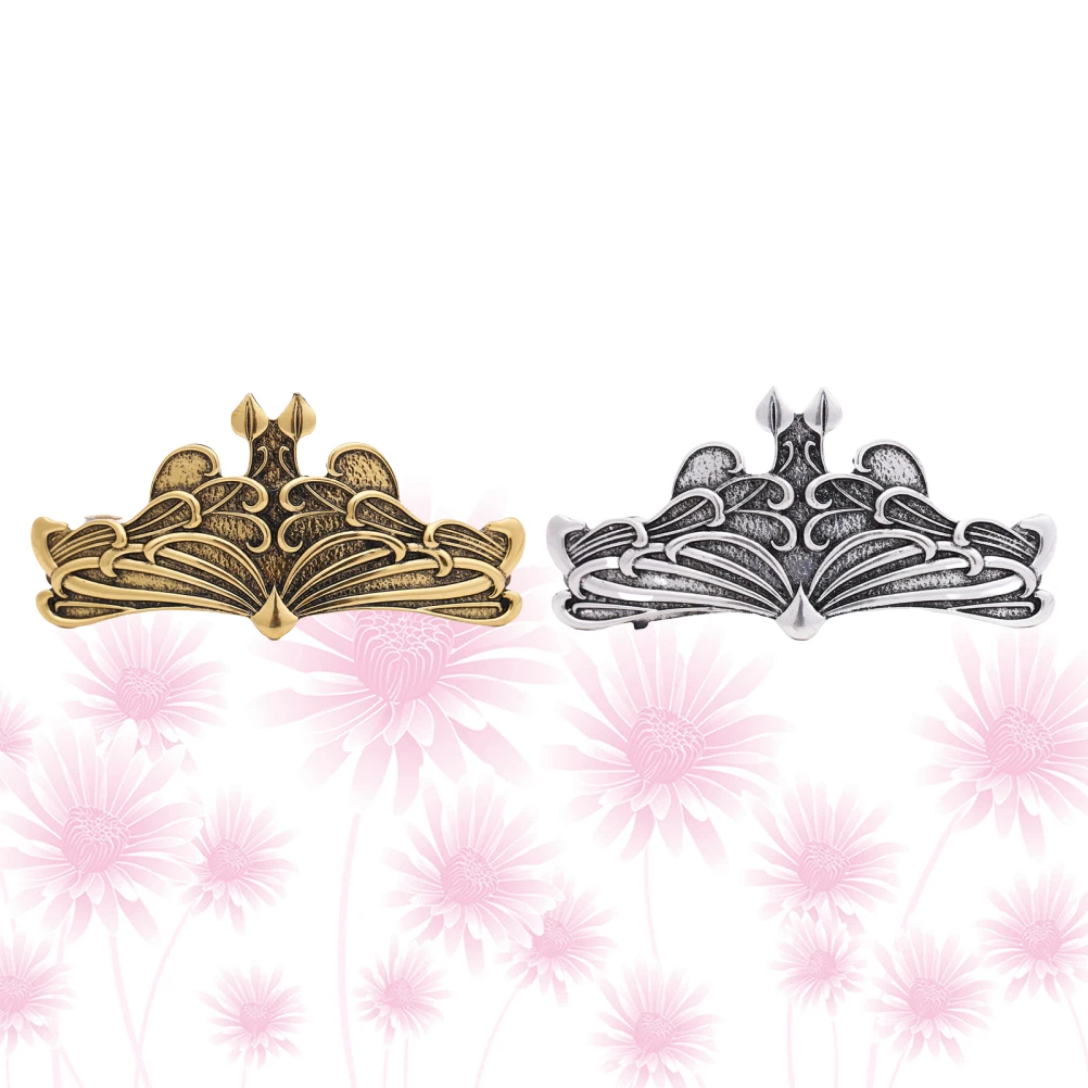 

2 Pcs Clips for Hair Vintage Hairpin Women Headwear Headdress Grip Metal Pins Retro Barrette Women's