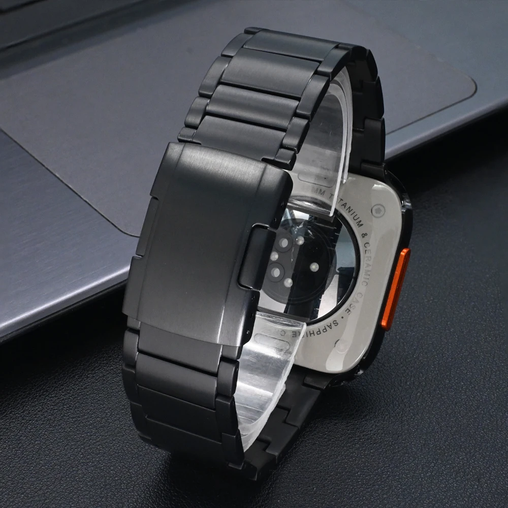 الرجال التيتانيوم ربط سوار لساعة أبل 49 مللي متر 46 مللي متر 45 مللي متر 44 مللي متر الفاخرة التيتانيوم الفرقة ل Iwatch الترا 1/2 سلسلة 10 9 8 7 6 5 SE