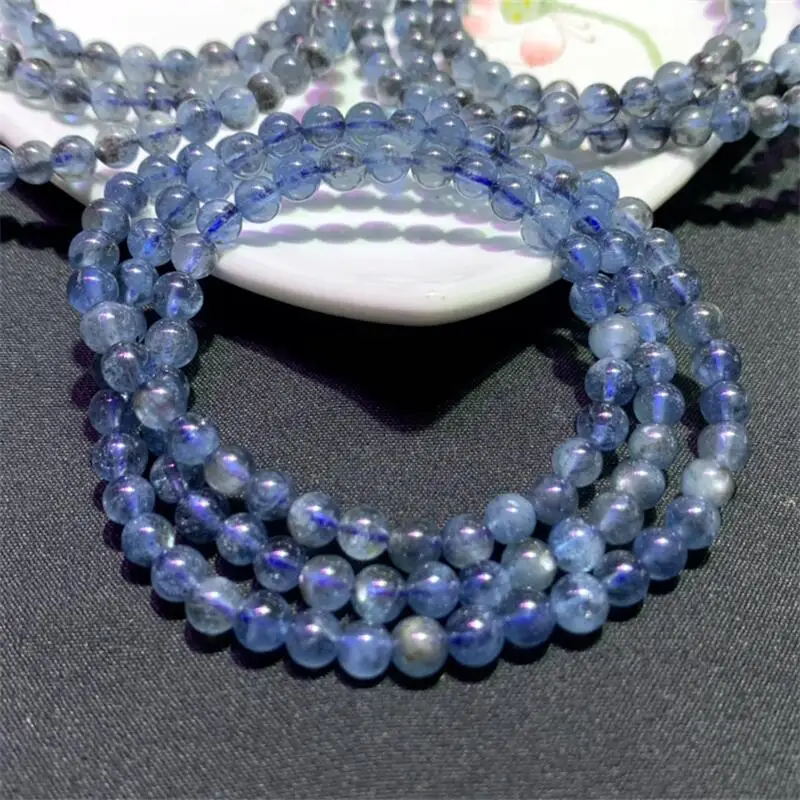 6MM Natural Aquamarine Triple Circle Bracelet Healing Visuddhi Chakra Stress Relief Reiki Yoga Energy Gift 1PCS