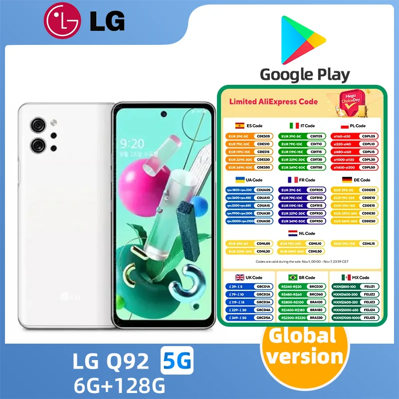 LG Q92 4g SmartPhone Snapdragon 765g 6.7inch LCD Screen 4000mAh 48MP+32MP Camera Google System Used Phone