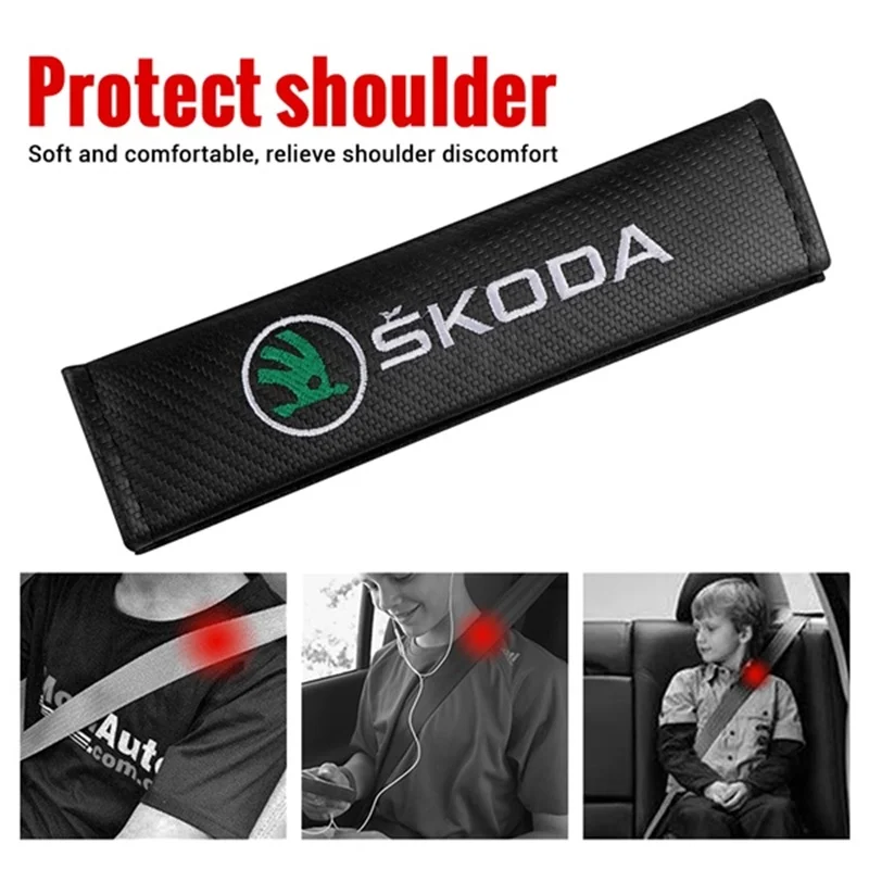 Car Seat Belt Cover Shoulder Protector Pad Auto Accessory For Skoda S Skoda Kodiaq Fabia Kamiq Karoq Octavia 3 A5 A7 Rapid Scala