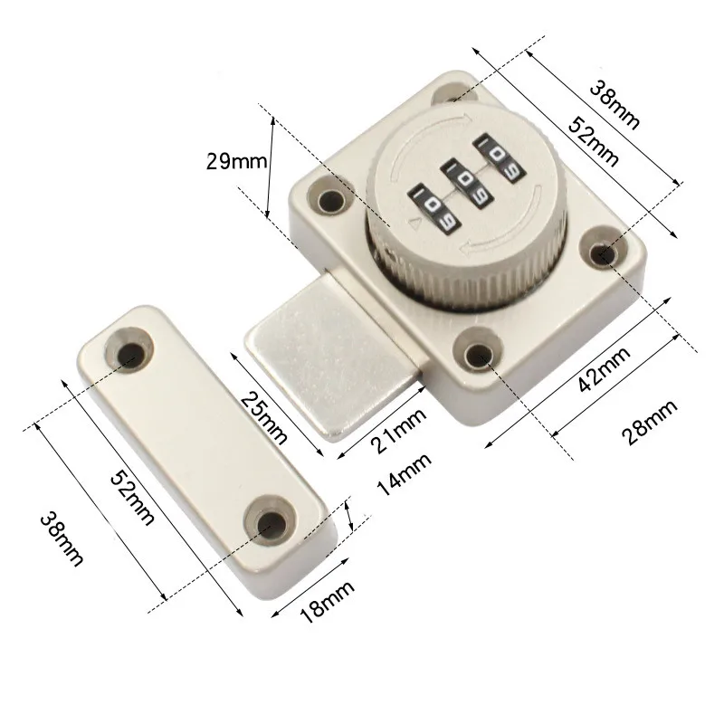 3 Digit Household Security Cabinet Password Locks Keyless Drawer Combination Coded Door Cabinet Home Hardware Zinc Alloy