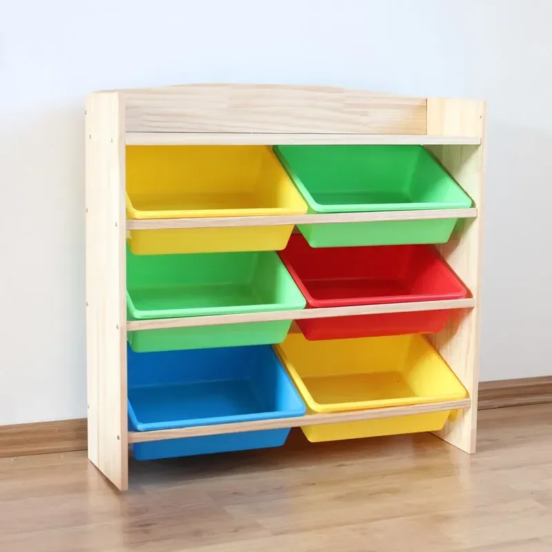 Multi-Functional Toy Storage Rack Solid Wood Organizer Cabinet Ideal for Kindergarten Living Room Toy Storage System for Home